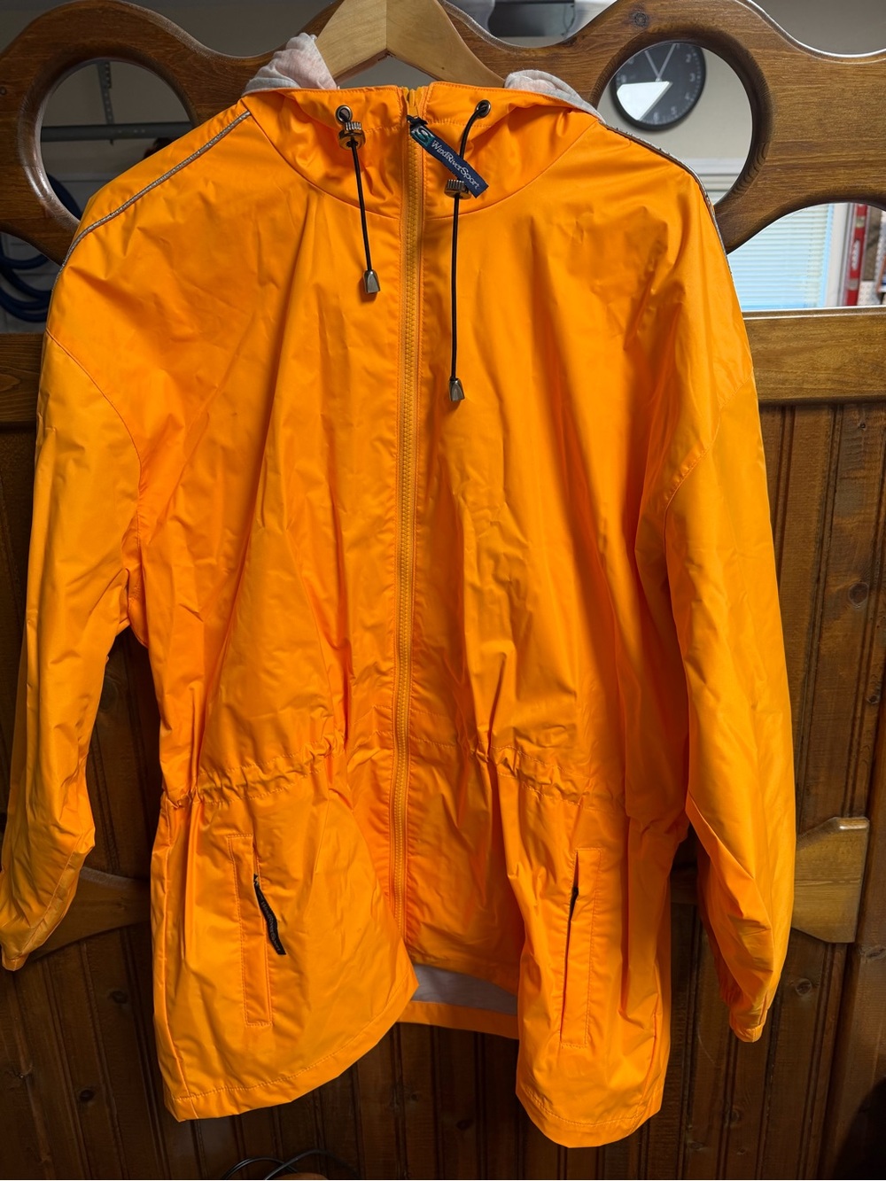 Bright Orange Kids Hooded Raincoat with Adjustable Drawcord